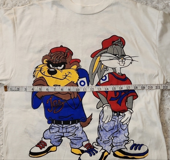 Vintage Looney Tunes Bugs Bunny Taz T-Shirt Kriss Kross Old School 100% Cotton - Picture 5 of 13